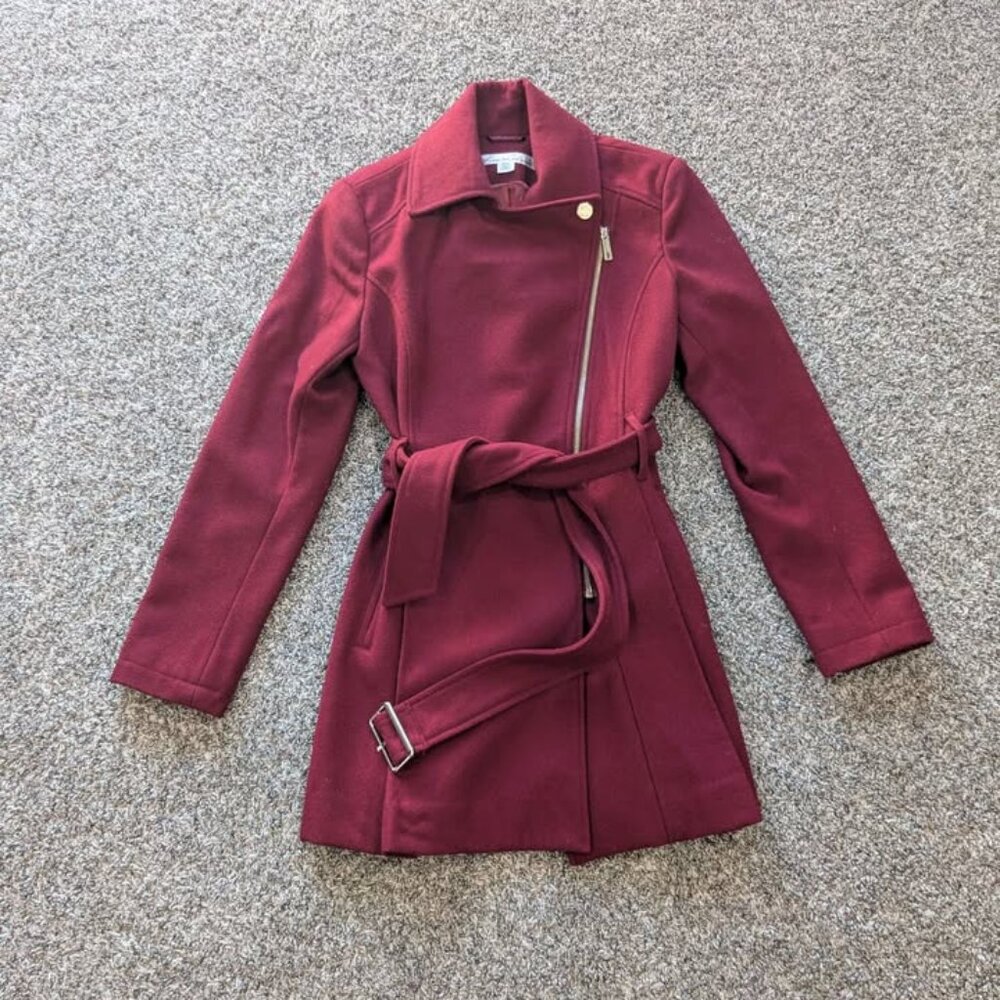 Kenneth Cole Women's Wool Blend Coat Size Medium Red
